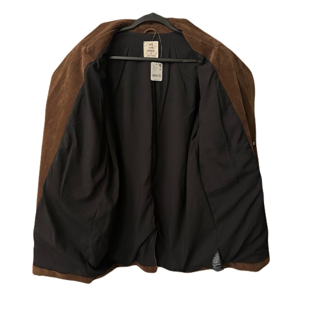NEW Revolve x We The Free Womens Size Large Paper Cut Brown Faux Suede Blazer - Picture 5 of 11